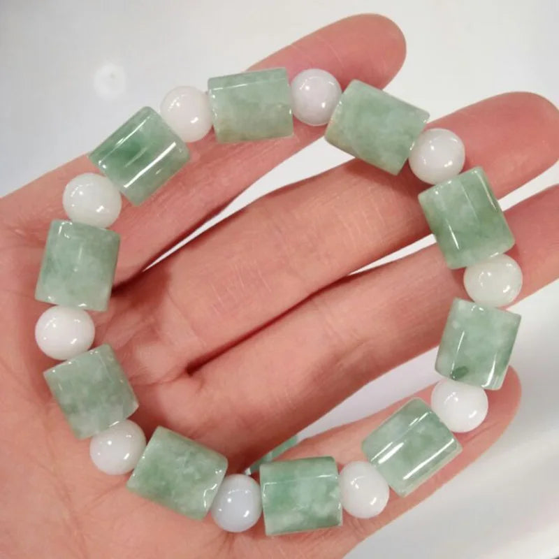 Natural Myanmar Jade Bracelet 15mm Beads Women Men Jadeite Bracelet