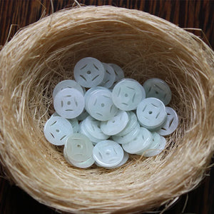 Natural Myanmar Jadeite Hand-Carved Coin DIY Jade Bracelets Ring Accessories