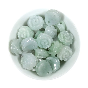 100% Real Jadeite Rose Flower DIY Bracelet Ring Jade Accessories Beads