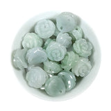 100% Real Jadeite Rose Flower DIY Bracelet Ring Jade Accessories Beads
