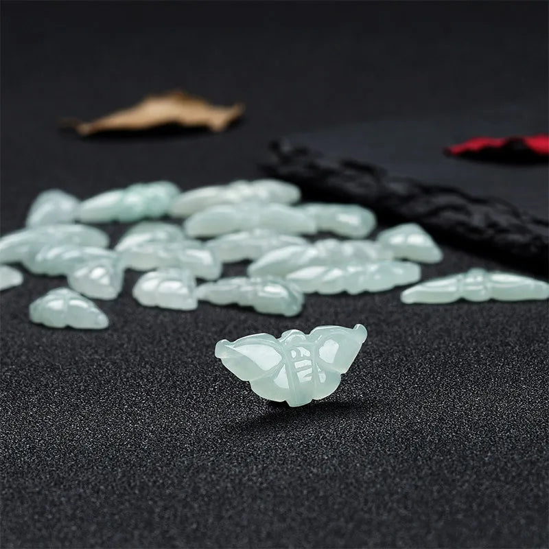 Natural Myanmar Jadeite Butterfly Beads DIY Bracelets Necklace Jade Accessories