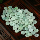 Natural Myanmar jadeite handcarved flower DIY real jade bracelets necklace