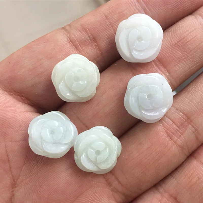 Natural Myanmar Jadeite Flower DIY Jade Bracelets Necklace Jade Accessories