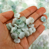 Natural Myanmar jadeite handcarved flower DIY real jade bracelets necklace