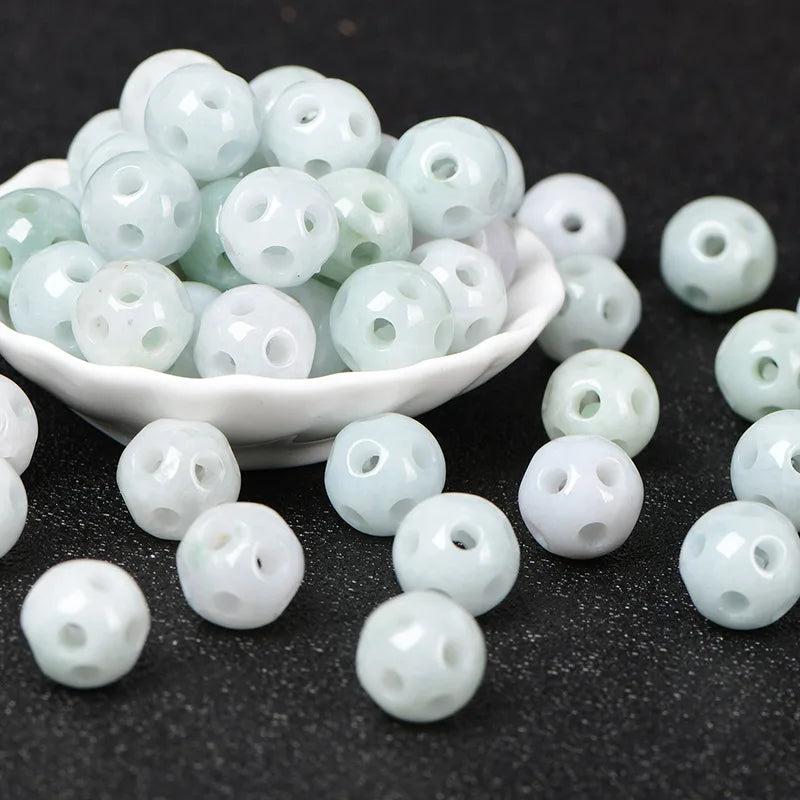 Natural Myanmar Jadeite Handcarved Beads DIY Bracelets Necklace Accessories