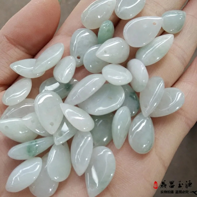 Natural Myanmar Jadeite Water Droplets Handcarved DIY Jade Bracelets Necklace