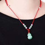 Natural Myanmar jadeite jade gourd pendant retro lucky jewellery