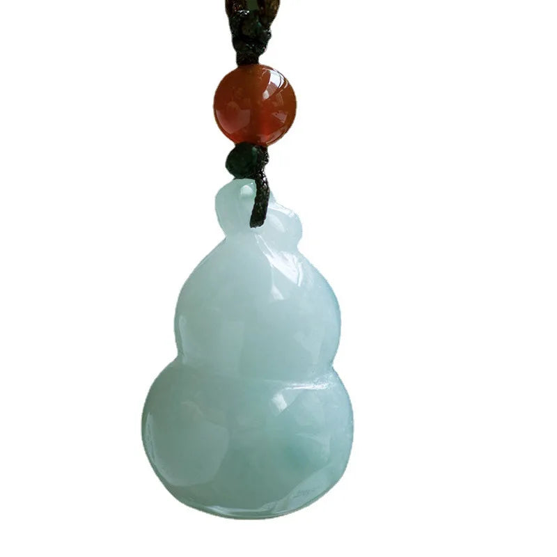 Natural Myanmar jadeite gourd pendant retro charm jewelry for women and men