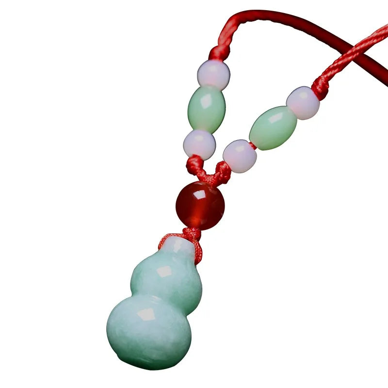 Natural Myanmar jadeite jade gourd pendant retro lucky jewellery