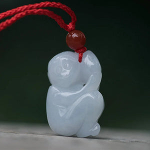 Natural Myanmar jadeite zodiac monkey pendant for women men lucky