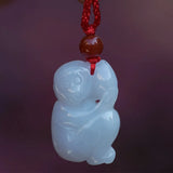 Natural Myanmar jadeite zodiac monkey pendant for women men lucky