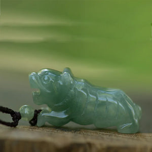 Natural Jadeite Zodiac Tiger Pendant, Lucky Jewelry for Men & Women