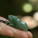Natural Jadeite Zodiac Tiger Pendant, Lucky Jewelry for Men & Women