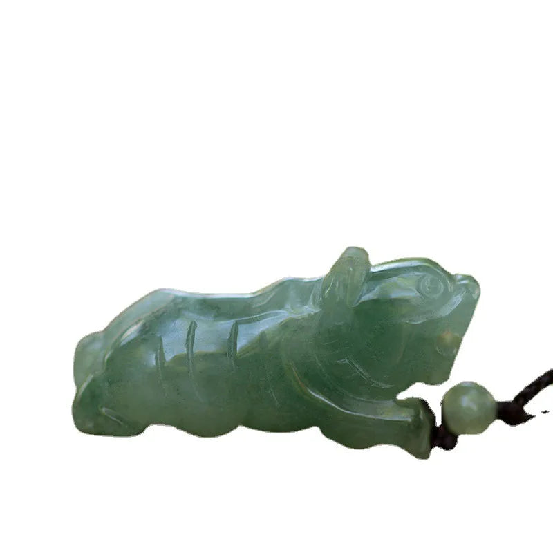 Natural Jadeite Zodiac Tiger Pendant, Lucky Jewelry for Men & Women