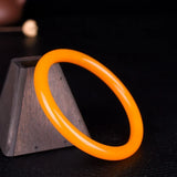 Natural Yellow Dragon Jade Hand Carved Round Bar Bracelet