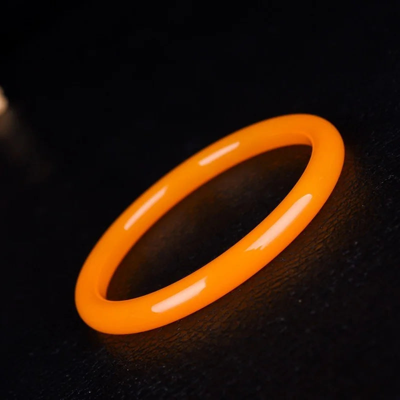 Natural Yellow Dragon Jade Hand Carved Round Bar Bracelet