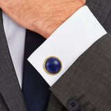 Navy Lapis Lazuli Stainless Steel Tuxedo Shirt Cufflinks