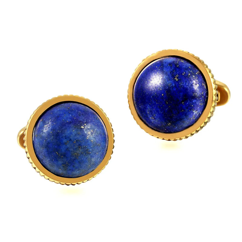 Navy Lapis Lazuli Stainless Steel Tuxedo Shirt Cufflinks