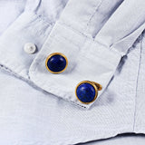 Navy Lapis Lazuli Stainless Steel Tuxedo Shirt Cufflinks