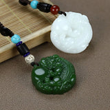 Natural Nephrite Brave Troops Car Keychain Green Beads Key Chain