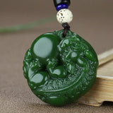 Natural Nephrite Brave Troops Car Keychain Green Beads Key Chain
