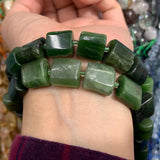 Natural Nephrite Canadian Jade Stone Beads 15'' Irregular Rectangle