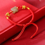 Nephrite Jade Zodiac Tiger Lucky Knot Bracelet
