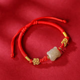 Nephrite Jade Zodiac Tiger Lucky Knot Bracelet