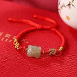 Nephrite Jade Zodiac Tiger Lucky Knot Bracelet