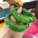 Natural Nephrite Canadian Jade Beads Bracelet Gemstone Bangle Jewelry Gift