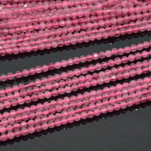 Natural Pink Tourmaline Faceted Round Beads 2mm