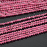 Natural Pink Tourmaline Faceted Round Beads 2mm
