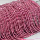Natural Pink Tourmaline Faceted Round Beads 2mm
