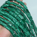 Malachite Puff Rectangle Beads 8x12mm - 33 Beads