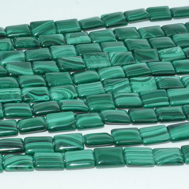 Malachite Puff Rectangle Beads 8x12mm - 33 Beads