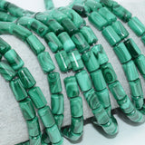Natural Malachite Tube Beads 6x10mm