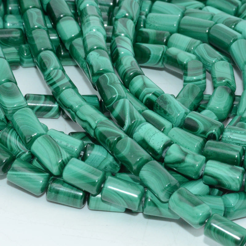 Natural Malachite Tube Beads 6x10mm