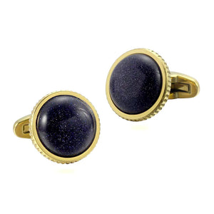 Night Sky Stone Serrated Steel Cufflinks