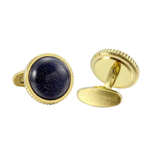 Night Sky Stone Serrated Steel Cufflinks