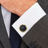 Night Sky Stone Serrated Steel Cufflinks