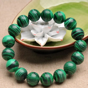 Natural Malachite Bracelet Green Crystal Circle String Men Women