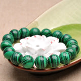Natural Malachite Bracelet Green Crystal Circle String Men Women