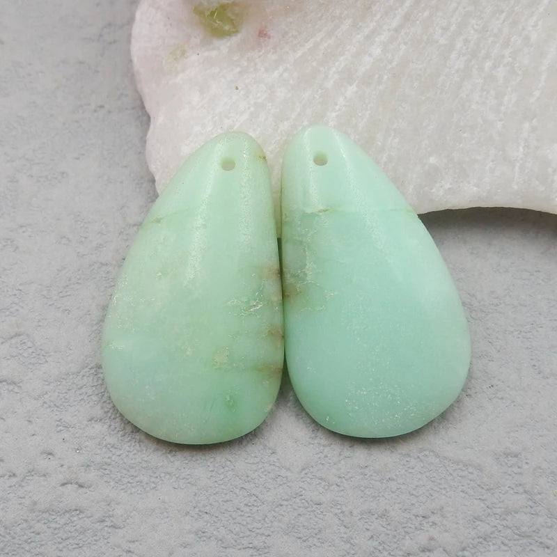 Natural Nugget Chrysoprase Earring Semi-precious Stones Pair