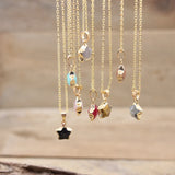 Natural Amethysts Agates Turquoises Star Shape Pendant Necklace
