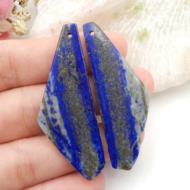 Natural Lapis Lazuli Earring Beads for Earrings Making 52x19x3mm