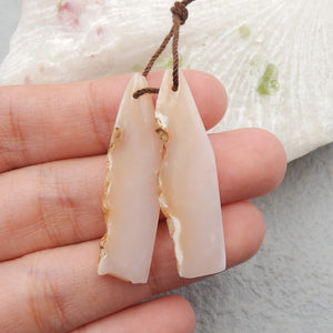 Natural Pink Opal Earring Beads Pair, Semi-Precious Stones, Jewelry Accessories
