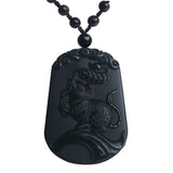 Dragon Obsidian Pendant Necklace Jewelry Luck Love Gift 49x33x10mm