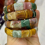 Ocean Agate Stone Beads Bracelet Gemstone Bangle Gift
