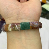 Ocean Agate Stone Beads Bracelet Gemstone Bangle Gift