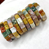 Ocean Agate Stone Beads Bracelet Gemstone Bangle Gift